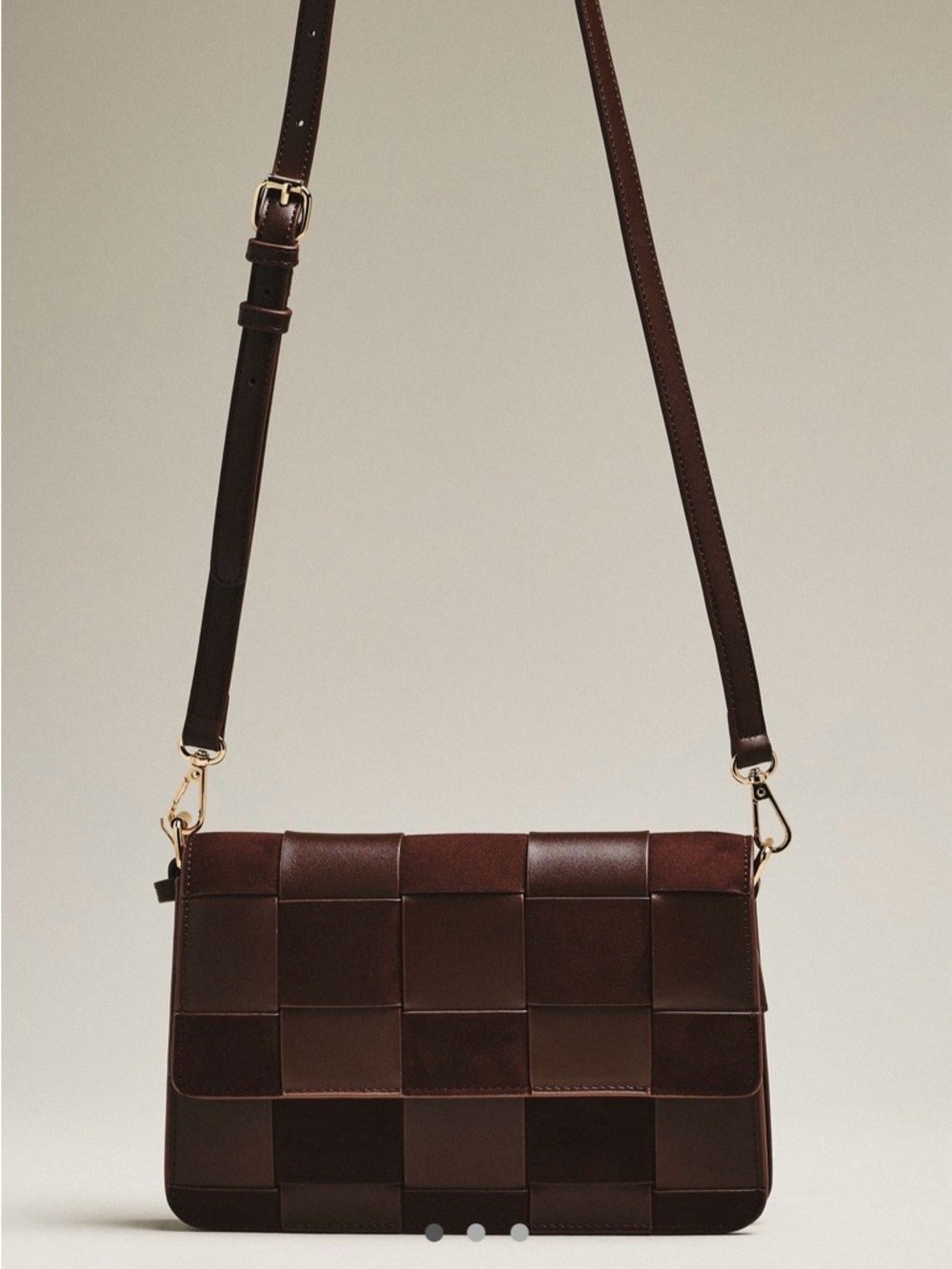 Anthropologie Cocoa Brown Woven Faux Suede Crossbody Purse